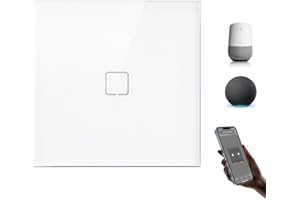 BSEEDLIFE Interruptor Inteligente WiFi Empotrado,Smart Interruptor Táctil Pared,1 Gang 1 Vía 86 * 86 mm,Compatible con Alexa y Google Home (Aplicación Tuya/Smart Life),Blanco