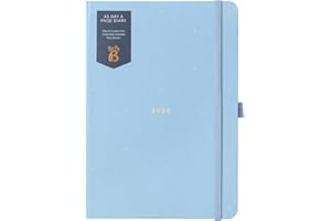 BUSYB Busy B 2026 Dual Schedule A5 Diary - Daily Planner with Two Schedules, Faux Leather Powder Blue & Gold Foil Cover - Work-Life Balance Organiser for Busy Professionals - Jan to Dec 2026 Diary