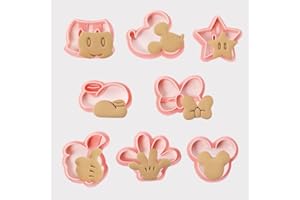 ZOOMPIL Cortador de Galletas Mouse, Mouse Cookie Cutter, 3D Cartoon Cookie Cutter, Accesorio de Cocina, para Fondant y Hornear, 8 Piezas