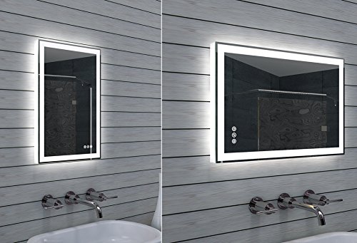 Design Badezimmerspiegel mit Dimmer, Warm- und Kaltweiß und Touchschalter 40 x 60 cm - 2
