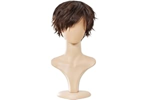 YEESHEDO Unisex Short Bob Anime Cosplay Wigs Full Natural Layer Straight Fluffy Hair Costume Party Fancy Dress Wig for Women Men (Dark brown)