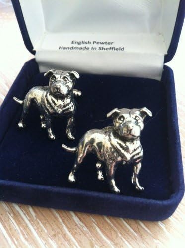 Staffordshire Bull Terrier cufflink set pewter comes with a pewtergifts gifts box stunning
