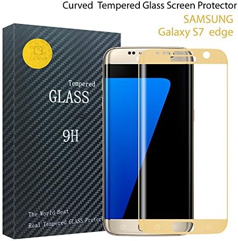Galaxy S7 Edge 3D Curved Tempered Glass Screen Protector,[SZEETECH] Premium 0.26MM Ultra Slim Tempered Glass Full Coverage Screen Protector,3D Curved Surface Radian Integration Protective Film Anti-scratch Anti-fingerprint for Samsung S7 Edge(Gold)