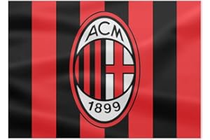 AC Milan Petit drapeau avec logo, 50 x 70 cm, polyester, produit officiel, Rossonero