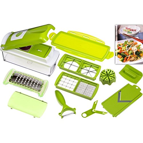 14-tlg. Genius Nicer Dicer plus Gemüseschneider Küchenhobel Kiwi-grün + C1 Allesschneider - 3