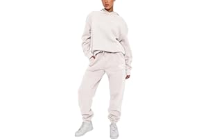 VEMOW White Fox Tracksuit for Women Two Pieces Warm Hoodies Essentials Oversized Hoodie Sets Long Sleeve Tracksuit Full Set