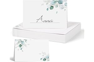 COLOFALLA 50 Stücke Tischkarten Taufe Blatt Tischkarten Eukalyptus Hochzeit Platzkarten Taufe Platzkarten Hochzeit Namenkarten Taufe Namenkarten Eukalyptus