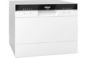 Bomann® Mini Geschirrspüler mit Wasseranschluss | inkl. Schlauch | Tisch Geschirrspüler leise | Mini Spülmaschine für kleine Küchen/Camping | Spülmaschine klein m. Überlaufsicherung | TSG 7405 weiß