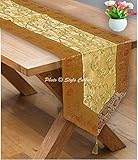 El corredor de mesa muestra un borde intrincado con bordados de zari en tela de tejido. | STYLO CULTURE es el fabricante exclusivo de este corredor de mesa. Si los "Envíos de y Vendido por" mencionados anteriormente dicen que cualquier vendedor además de "Stylo Culture", haga clic en "Ofertas" y seleccione Stylo Culture como el vendedor para obtener el producto original.