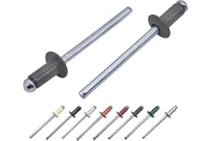 MARCOPOL Lot de 100 rivets aveugles peints 4 x 8 mm Tête bombée DIN 7337 Rivets en aluminium et mandrin en acier, rivets pop (100, bâche grise RAL 7010)