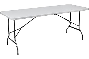 XONE Tavolo pieghevole bianco Catering Half Table con struttura in metallo e piano in resina, dimensioni tavolo 180x76x73cm, per interni e giardino