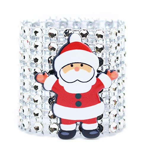 Preisvergleich Produktbild Delleu Serviettenringe, Weihnachtsmann, Strasssteine, 10 Stück Silber