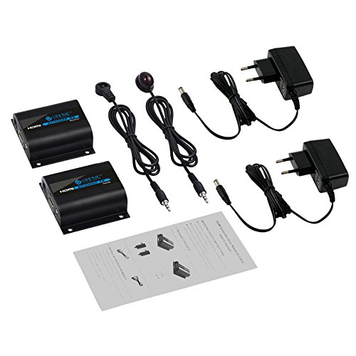 60m HDMI Extender HDMI Repeater mit 3D-Steuerung IR Infrarot Übertragung 1080P Full HD über Einziges RJ45 CAT 6A CAT7 Ethernet Kabel für Sky Box HD Freebox PC Blu Ray DVD Projektor PS4 – HDMI Extender Sender und HDMI Extender Receiver - 7