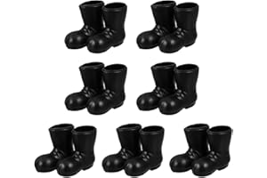 Alipis 14 Pairs of Santa Boots, Mini Santa Claus Shoes Model Dollhouse Decorations Gnome Shoes Toys Miniature Black Craft Supplies Christmas Stocking Stuffers Party Favors