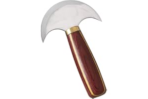 CO-LINK Haft-round Head Leather Knife with Sandalwood Handle High Speed Steel Leather Knife for DIY Leathercraft Cutting