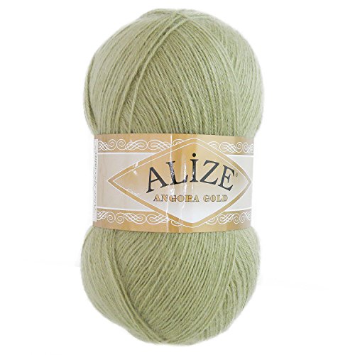 5 x 100g Strickgarn ALIZE ANGORA GOLD, #569 light olive - 2