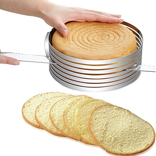 ONEDONE Tortenboden-Schneidhilfe Einstellbar Edelstahl Tortenring Mousse Ring Kuchen Backform Schneide Schicht Form Kuchenschneider Slicer (9-11inch)