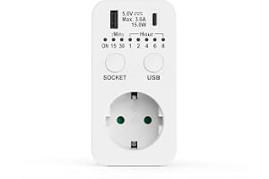 Perfekt Uttag Med Nedräkning, Strömbrytare 230 V, Eluttag Med USB Och USB C-Kontakt, Programmerbar Timer