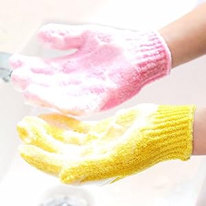 ULTNICE Exfoliating Bath Gloves for Body Scrub Exfoliator 4 Pairs - Image 7