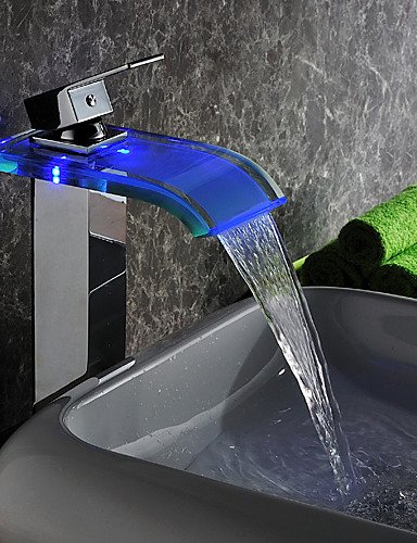 SZ LED moderna cascada centrales hidroeléctricas de lavabo Grifos Cromados (alto)