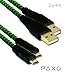 Produktbild 2 x 4m Nylon XBOX ONE Ladekabel für XBOX Controller, grün-schwarz, USB auf Micro USB Kabel lang, geflochten, vergoldet