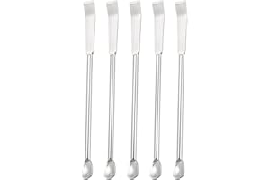 YOKIVE 5 Pz Cucchiai Spatola da Laboratorio, Acciaio Inossidabile 304 Micro Campionatura Miscelazione Misurazione Ideale per Laboratorio (100mm/4-Pollici)