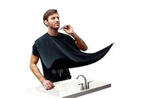 SHOP-STORY Shopp Story Umhang für Bartpflege, innovativ, zum Rasieren, Schutz gegen Haare, Fixierung mit Saugnapf, Farbe Schwarz