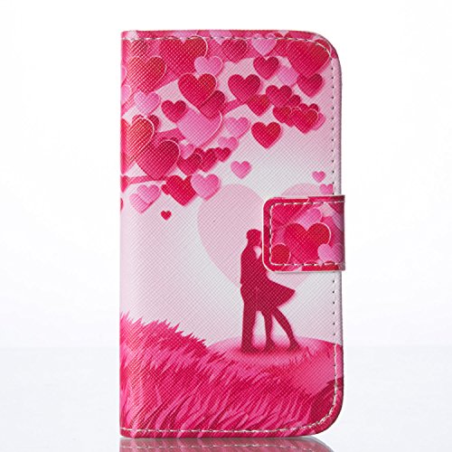 SKYXD für Samsung Galaxy S5 Mini Hülle Leder Romantic Couples Folio Klappbar Handy Tasche Schutzhülle [Magnet / Brieftasche Kartenfach / Standfunktion] Klapphülle mit [Handyanhänger + Eingabestift] Zubehör Set für Samsung Galaxy S5 Mini Case Bookstyle Flip Leather Cover With [Stylus and Dust Plug] - 2