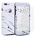 Produktbild GrandEver iPhone 7 Plus Hülle, iPhone 8 Plus Hülle mit Panzerglas 360 Grad Full Body Handyhülle Ganzkörper Hülle mit Marmor Muster Rückschale Weiche Silikon Rahmen & PC Hart Marble Backcover Hartschale Hardcase Schutzhülle Ultra Slim Silikon Rückseite Ultra Dünn Protective Case mit Transparent Displayschutzfolie Schutzfolie Handytasche für iPhone 7 Plus/iPhone 8 Plus Premium Etui Schale -- Weiß