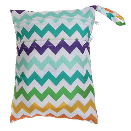 Waterproof Resuable Wet Dry Baby Diaper Bag Organizer Pouch with Dual Zipper Rainbow
