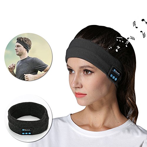 Bluetooth Headphones Headband, Vandot Yoga Diademas Turbante Inalámbrica Deportes Auriculares Construido en Altavoces Estéreo y Mic Micrófono Manos libres con Cancelación de Ruido para Dormir Fitness Ejercicio Running Jogging Paseos Esquí Snowboard, Gris Oscuro