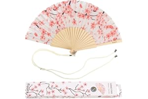 Fisura - Originale ventaglio con motivo. Ventilatore a mano in legno moderno e colorato. Ventaglio con cordino porta ventaglio. Misure: 42,5 x 23 cm.