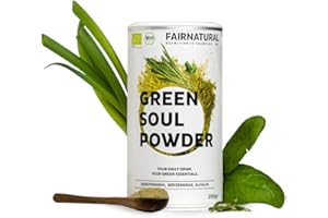 FAIRNATURAL® Greens Pulver [200G] - Entgiftungspulver grün - Daily Greens Powder - Superfood Greens - Daily Gut Smoothie - Grünes Pulver mit Gerstengras, Weizengras & Alfalfa
