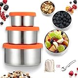 CAJA PARA SNACKS --- Las cajas para aperitivos son ideales para disfrutar frutas, encurtidos, frutos secos, yogur y galletas, etc. Mantienen las comidas lejas del polvo y la suciedad. Son ideales para preparar algunos bocadillos cuando tiene hambre, lo que evita que baje el nivel de azúcar en la sangre.