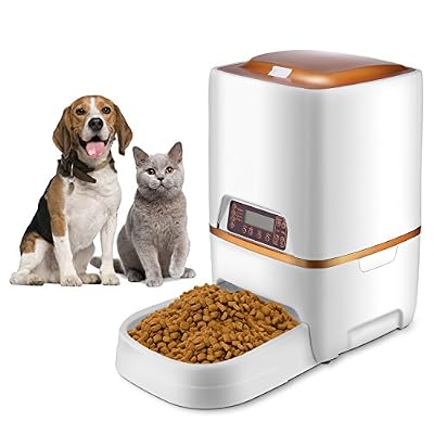 Sailnovo Distributeur Automatique de Nourriture Distributeur Programmable de Croquettes Gamelle Enregistrement Vocal 4 Repas pour Chats et Chiens (Distributeur 6L, Blanc)