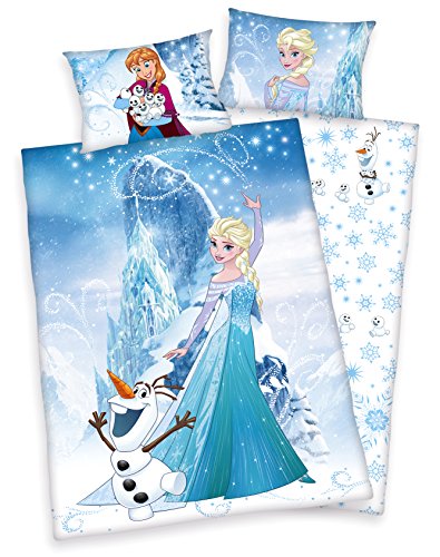 FROZEN DIE EISKÖNIGIN BETTWÄSCHE 40x60cm 100x135cm, 100% Baumwolle Renforce, neu von Herding