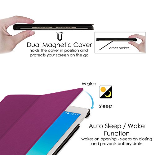 Forefront Cases® Neue Leder Hülle / Tasche / Case / Cover für Samsung Galaxy Tab A 9.7 SM-T550 (Mai 2015) – Rundum-Geräteschutz und intelligente Auto-Sleep-Wake-Funktion mit 3-JAHRES-GARANTIE VON FOREFRONT CASES – inkl. Eingabestift - 5