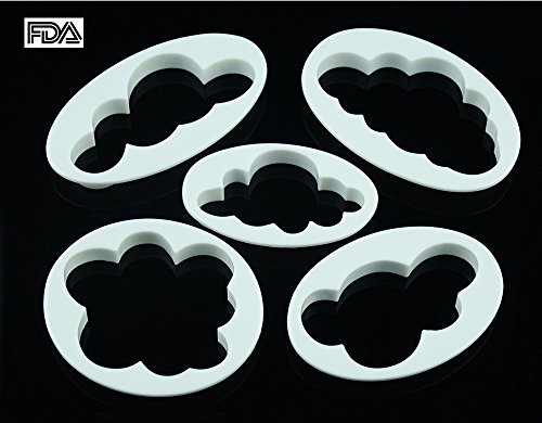 DIKETE® 5 stück Keks Ausstechformen Cloud Wolken Ausstecher DIY Fondant Ausstechformen Deko Utensilien Modellierwerkzeug Fondant Kuche Tortendekoration für Backen - 8