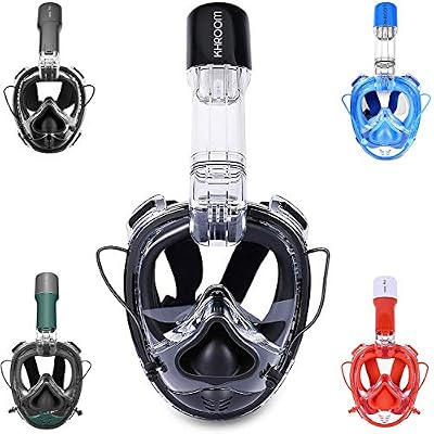 Khroom Masque intégral CO2 Safe Snorkel Mask 2019 - Masque de plongée Seaview X pour Adultes et Enfants. (S/M, Bleu Clair)