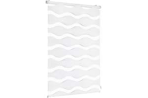 Sekey Estor Doble con fijación sin Agujeros para Ventanas, Estor Doble, 50 cm de Ancho, 50 x 100 cm, Color Blanco