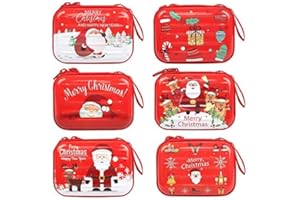 TOOSII 6 PCS Christmas Coin Purses, Portable Santa Claus Storage Pouch Box, Christmas Money Wallet Candy Pouch Bag Xmas Gift for Girls Children