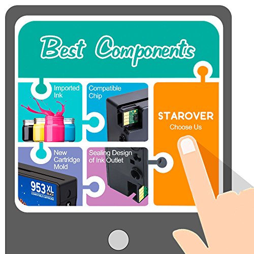 STAROVER 4x 953 XL 953XL Cartuchos De Tinta Compatible Para HP OfficeJet Pro 7740 8218 8710 8715 8718 8719 8720 8725 8728 8730 8740 8745 All-in-One Impresora  1 Negro   1 Cian   1 Magenta   1 Amarillo 