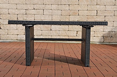 CLP Poly-Rattan Garten-Tisch FISOLO ca 140 x 80 cm, Höhe: 66 cm, ALU-Gestell, Glasplatte 5 mm Sicherheitsglas schwarz - 5