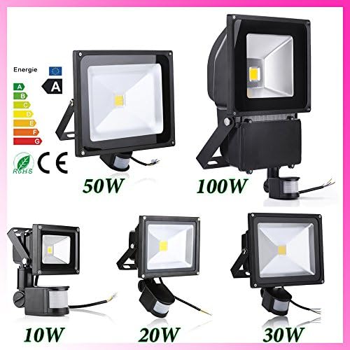 Mcitymall Energy Saving Security 10W LED Cool White Flood Light PIR Sensor Movement Detector Floodlight
