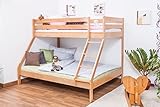 Schneller Aufbau Etagenbett/Spielbett Lukas Buche massiv Natur mit schräger Leiter, inkl Rollrost
