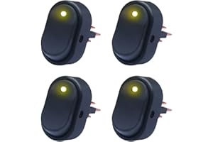 mxuteuk 4 pezzi 12V 30A LED giallo On-Off Interruttore a bilanciere Interruttore a levetta triangolare impermeabile per auto, camion, moto, barca, controllo marino ASW-20D-Y