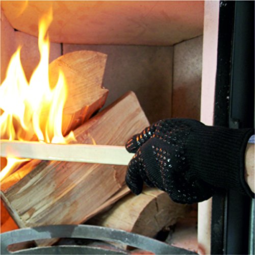 Feuermax BBQ Grillhandschuhe (2er Set) Ofenhandschuhe Kaminhandschuhe – extremer Hitzeschutz bis 500°C – mit Anti-Rutsch Beschichtung für eine sichere Verwendung - 8