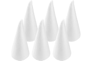 Happyyami 6pcs CôNe PolystyrèNe 24cm pour Bricolage DIY Enfants, La Maison De Bricolage Projet D'Artisanat De Table De l'arbre De NoëL Accessoires De DéCoration NoëL Et Maison