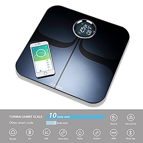 YUNMAI Premium Version Smart Bluetooth Personenwaage mit KörperfettDigital Scale Körper Zusammensetzung Monitor BT4.0 mit extra großem Display Free APP für Android 4.3 iOS 8.0 Smartphones - 2