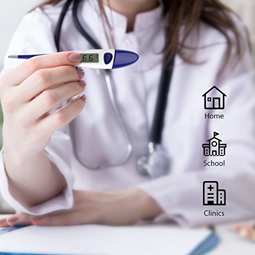 Hylogy Digitaler Thermometer Baby Thermometer Instant Lesen Fieberthermometer schnell präzis für Körpertemperatur Messung im Mund, im After, unter der Achsel mit LCD Anzeige (Blau) - 4